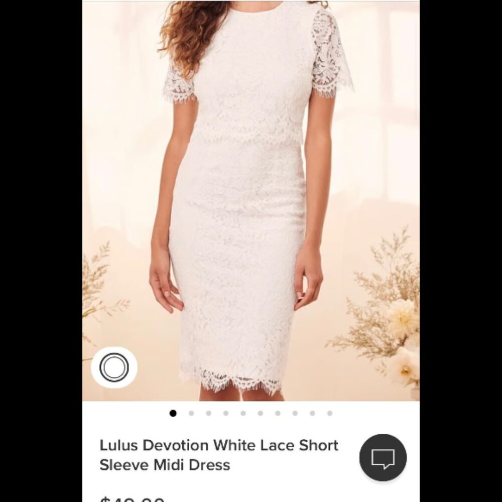 Lulu’s Devotion White Lace Short Sleeve Midi Dress